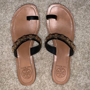 Authentic Tory Burch sandals with gold accent